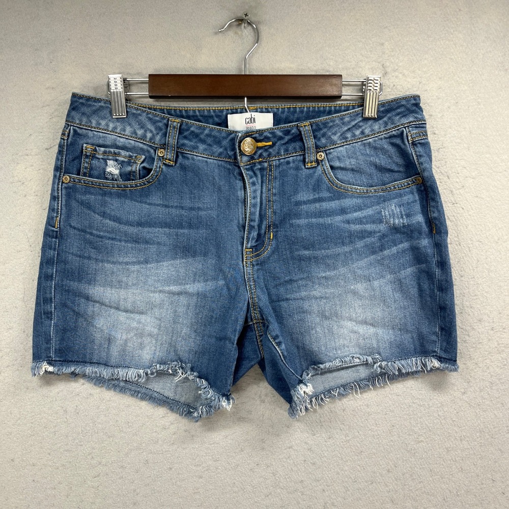 Cabi Denim Shorts Womens 8 Blue Cut Off Distressed Frayed Raw Hem Casual Summer